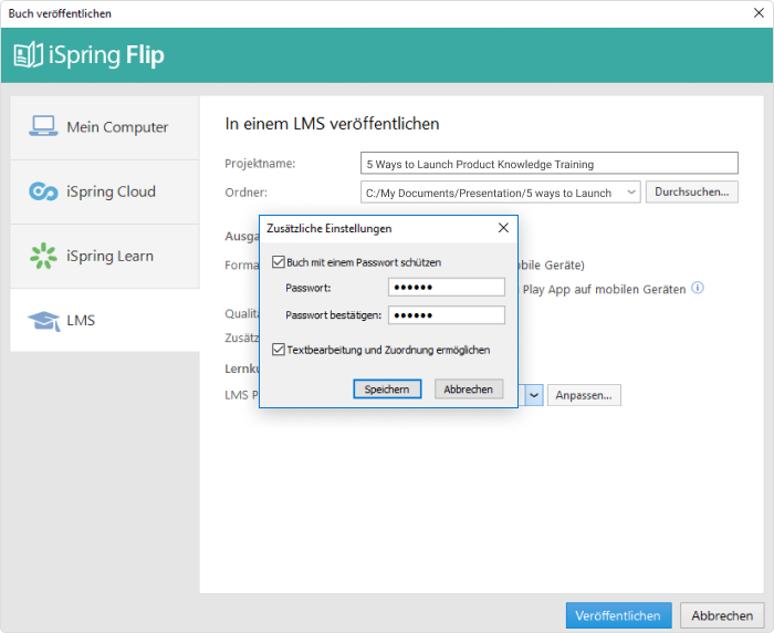 Exportieren einer PDF-Datei in ein SCORM-Format