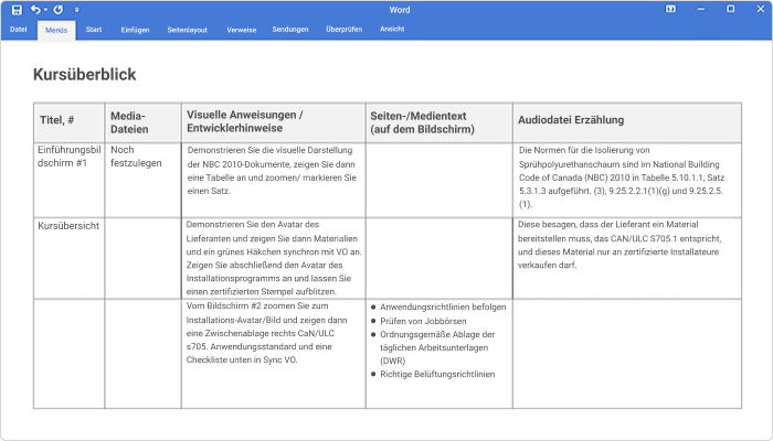 Beispiel für das Erstellen von E-Learning-Inhalten