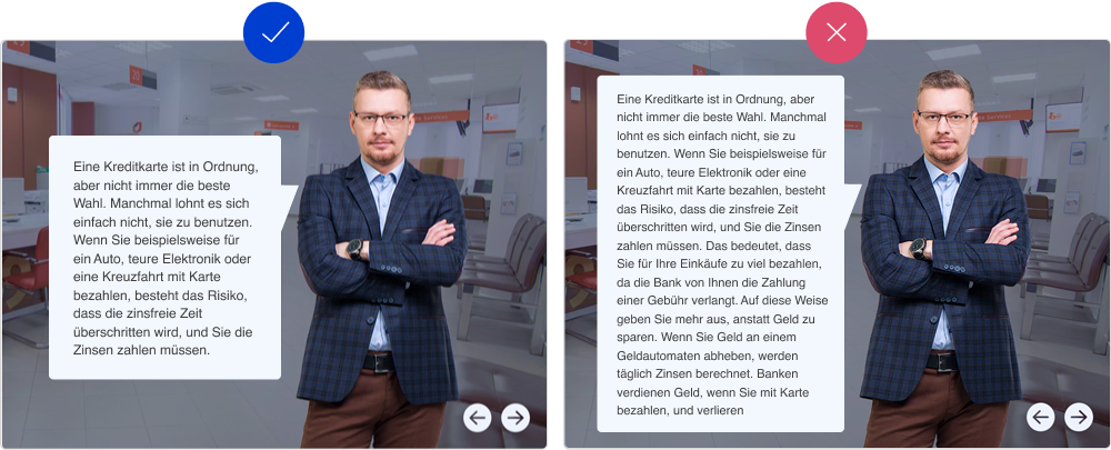 Minimierung des Textes auf der Folie