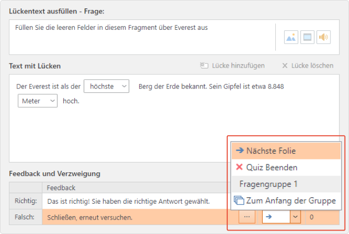 Verzweigung Verzweigung bei iSpring Suite