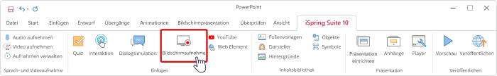 Symbolleiste iSpring Suite-Symbolleiste