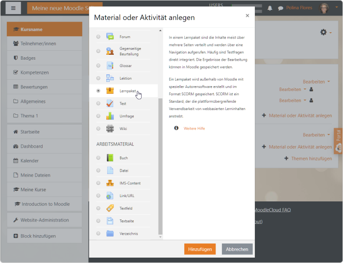 Hochladen eines in iSpring Suite erstellten Quiz auf Moodle