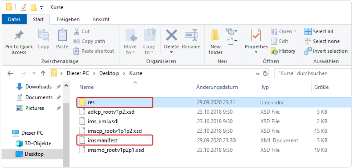 SCORM-Pakets Inhalt eines SCORM-Pakets