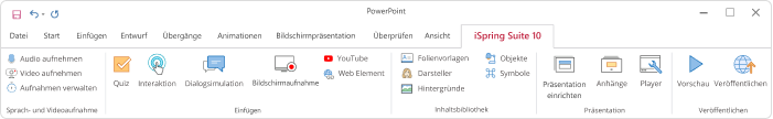 iSpring Suite-Symbolleiste iSpring Suite-Symbolleiste