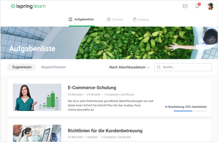 iSpring Learn: Schulungssoftware für Unternehmen