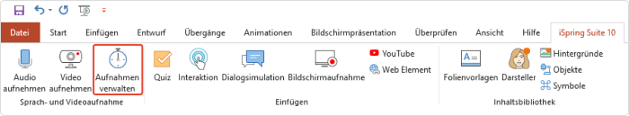 Narration verwalten Narration in iSpring Suite verwalten