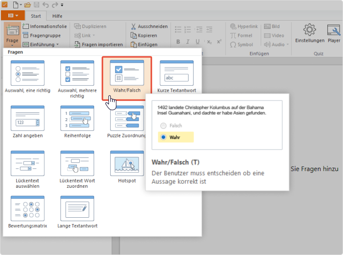 Wahr-oder-Falsch-Fragen in der iSpring QuizMaker