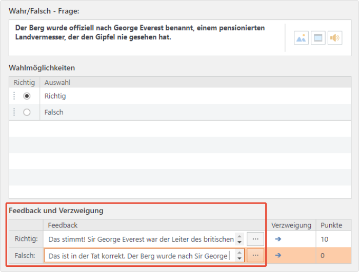 Feedback in der iSpring QuizMaker