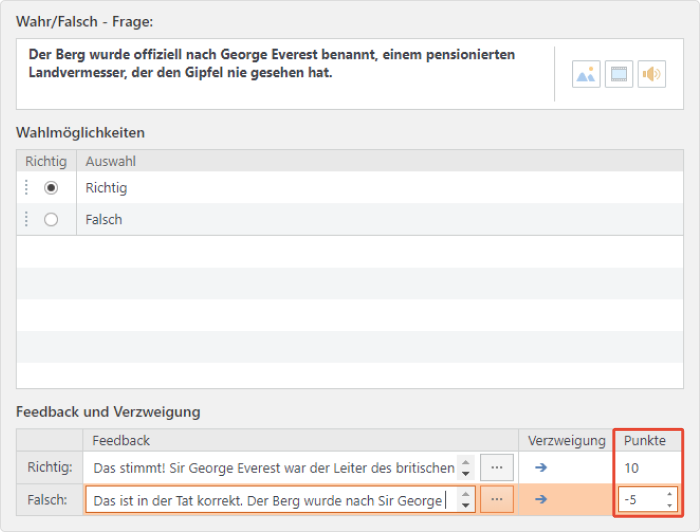 Wertung in iSpring QuizMaker