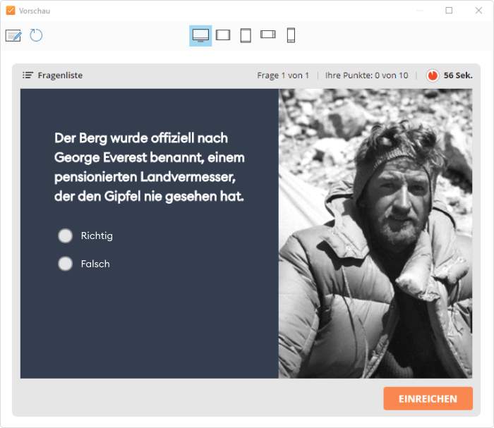 Vorschau in iSpring QuizMaker