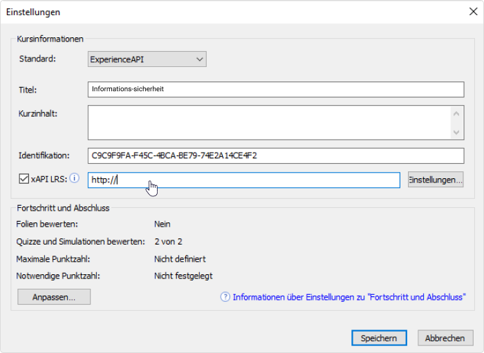 xAPI-Endpunkt in iSpring Suite