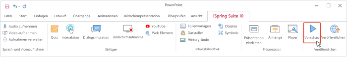Vorschau einer Präsentation Vorschau einer Präsentation in iSpring Suite Max