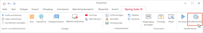 Publizieren einer Präsentation Publizieren einer Präsentation in iSpring Suite Max