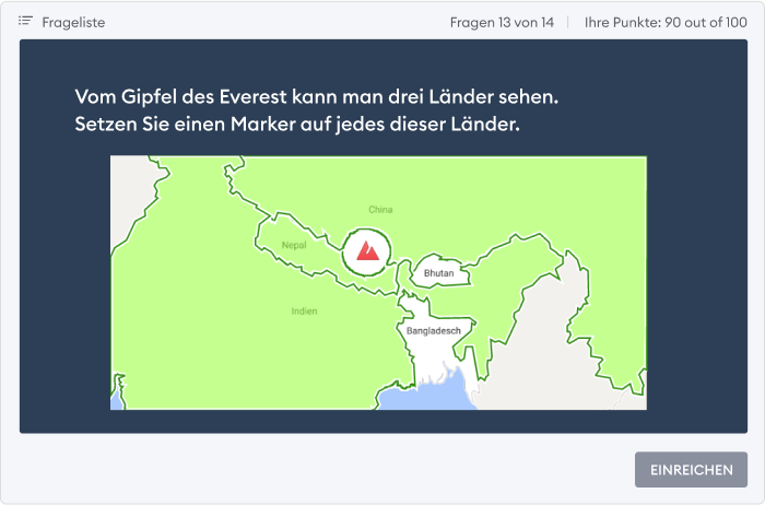 Beispiel für Hotspot-Quizfrage