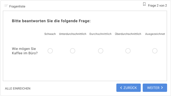 Likert-Skala-Umfrage mit 5 Antworten Likert-Skala-Beispiel