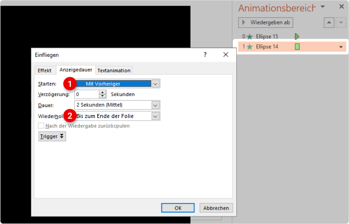 Wiederholungen zu einer Powerpoint-Animation hinzufügen