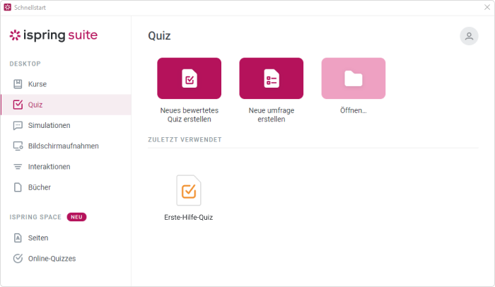 Wählen Sie die Registerkarte „Quiz“, um eine Umfrage mit der Likert-Skala zu erstellen