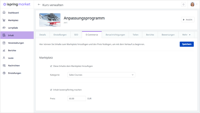 Einstellungen für E-Commerce konfigurieren Online-Marktplatz erstellen und E-Commerce-Einstellungen konfigurieren