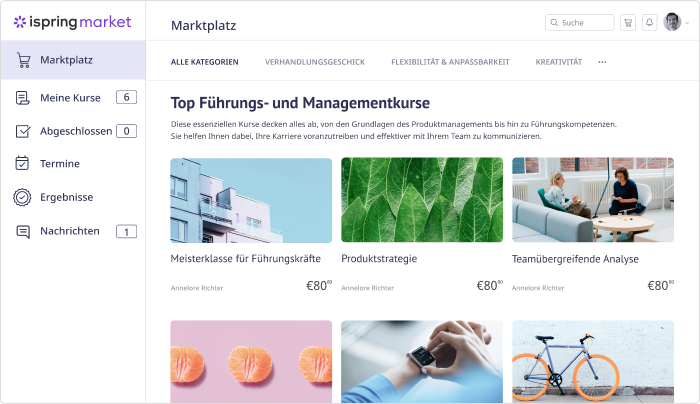 Beispiel eines iSpring Marktplatzes Beispiel eines iSpring Marktplatzes