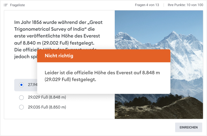 Wissenstest mit Feedback Wissenstest mit Feedback