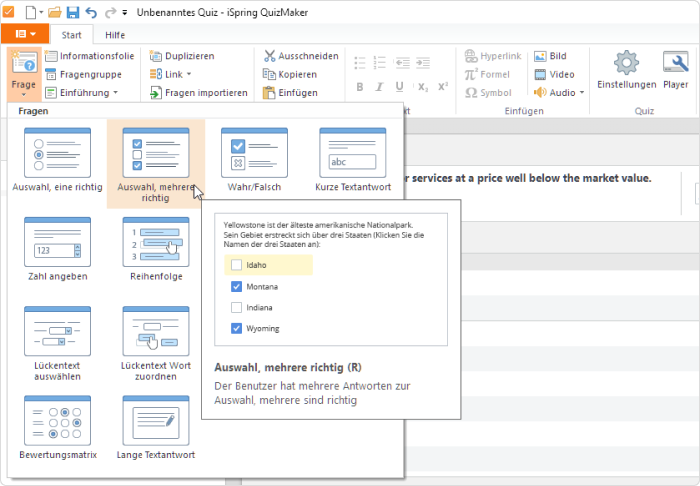 14 Arten von Quizfragen in iSpring Suite