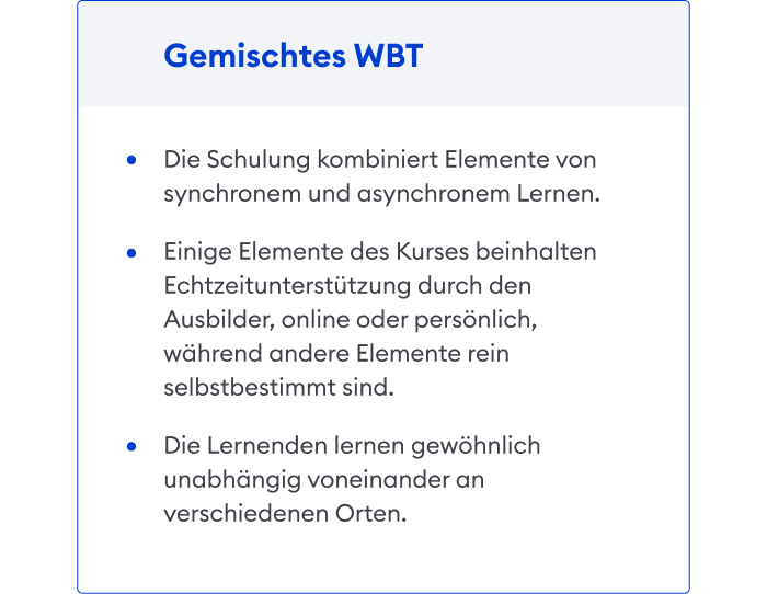 Gemischtes webbasiertes Training