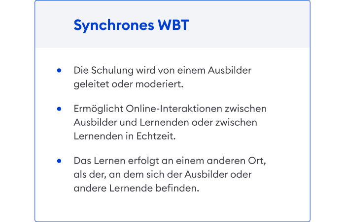 Synchrone webbasierte Schulungen