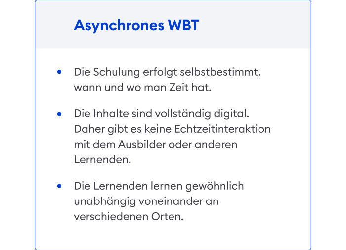 Asynchrones webbasiertes Training
