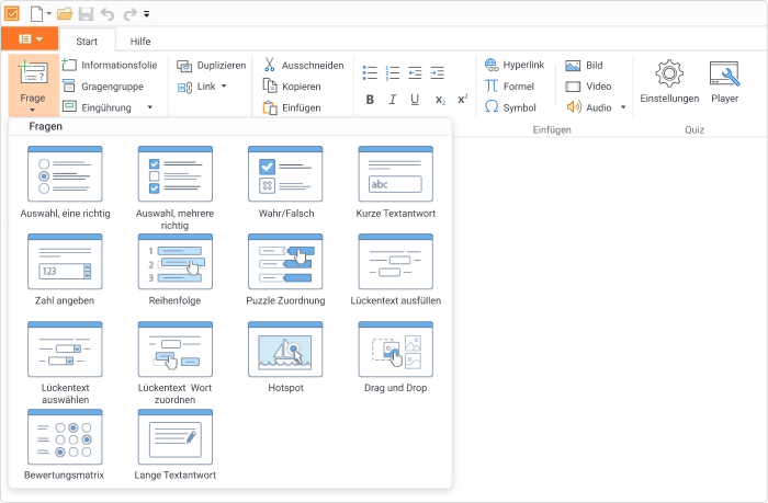 14 Fragetypen für Mitarbeiterschulungen in iSpring Suite