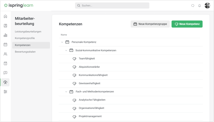 Individuelle Kompetenzen in iSpring Learn