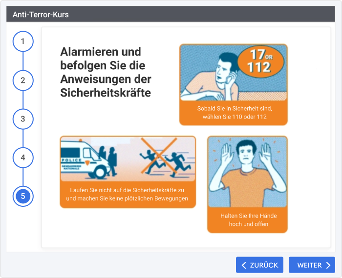 Fragment aus dem Anti-Terror-Kurs, erstellt in der iSpring Suite