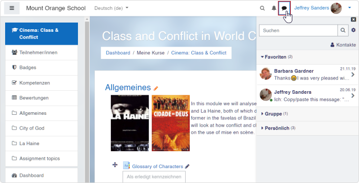 Nachrichten in Moodle Nachrichten in Moodle