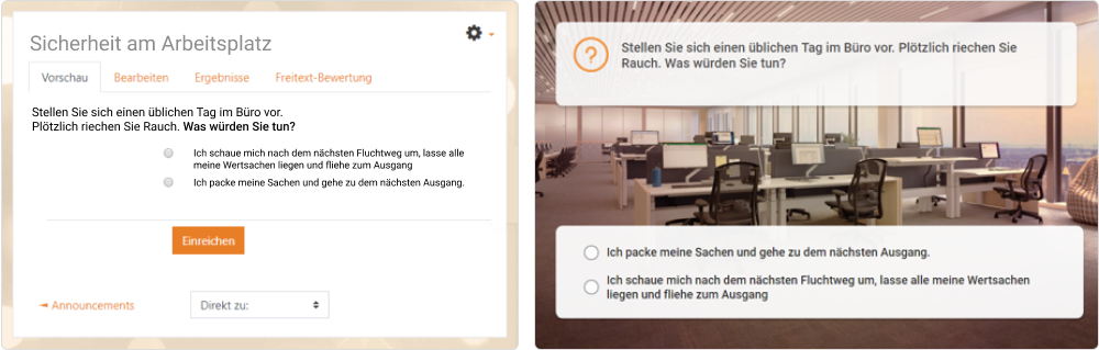 Vergleich eines Quiz in Moodle und iSpring Suite