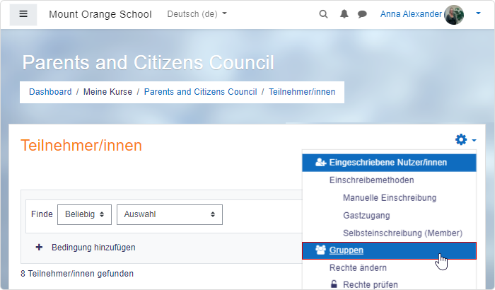 Gruppen in Moodle