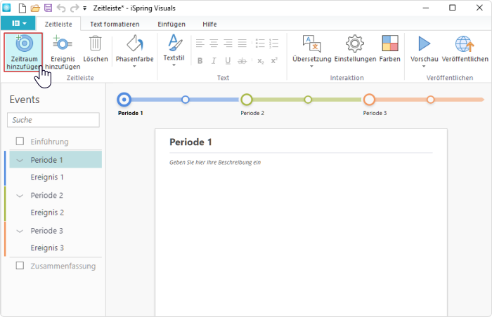 Zeitraum in Timeline in iSpring Suite