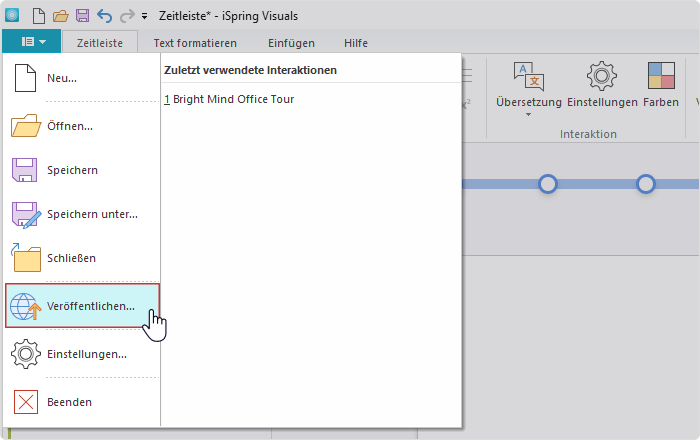 Timelines in iSpring Suite veröffentlichen