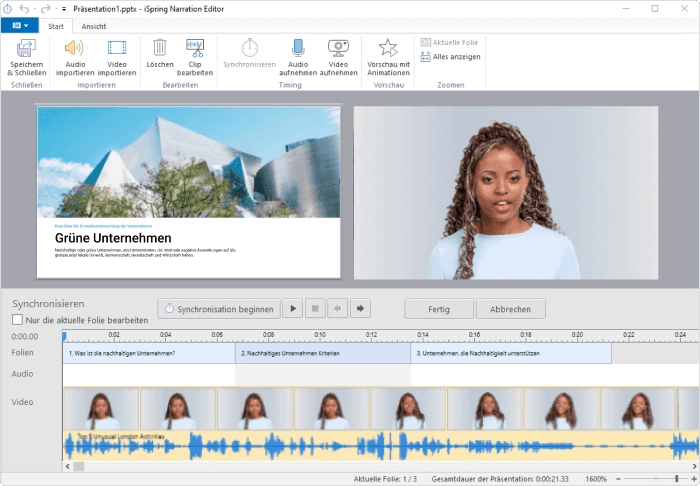 Beispiel einer Videopräsentation Beispiel einer in iSpring Suite erstellten Videopräsentation