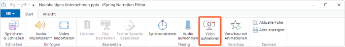 Schaltfläche Video aufnehmen in iSpring Suite