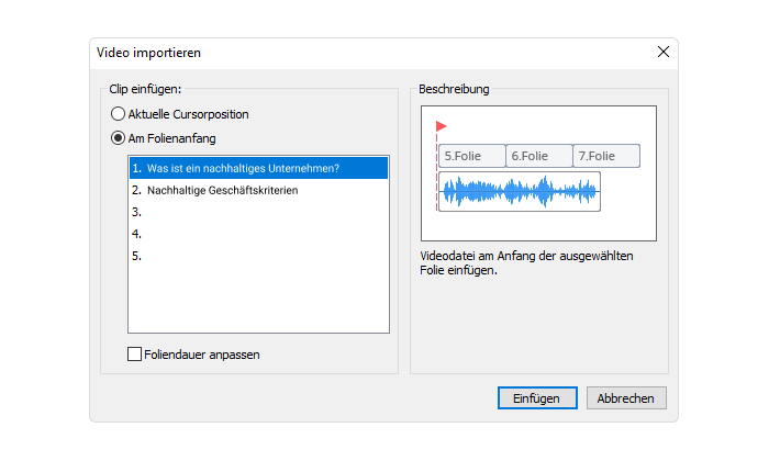 Fenster Video importieren Fenster Video importieren in iSpring Suite