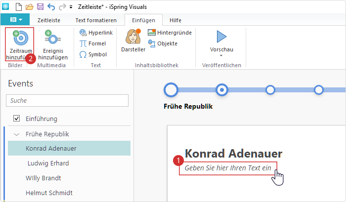 Interaktive Timeline der iSpring Suite