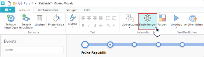 Einstellungen der interaktiven Zeitleiste von PowerPoint