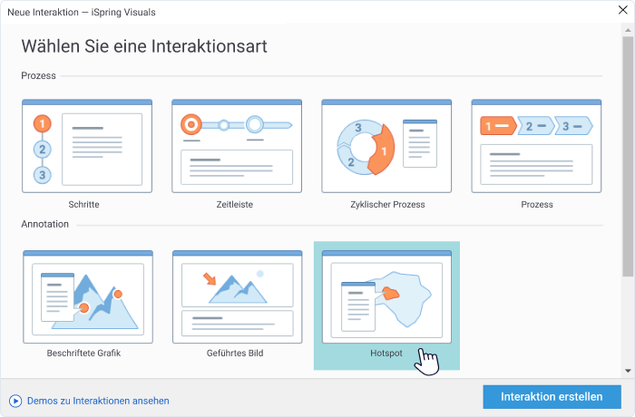 Arten von interaktiven Elementen in iSpring Suite