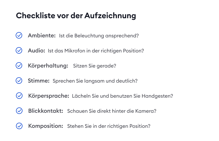Checkliste für E-Learning-Aufzeichnung