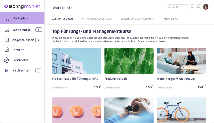 iSpring Market Kursverkaufsplattform iSpring Market Kursverkaufsplattform