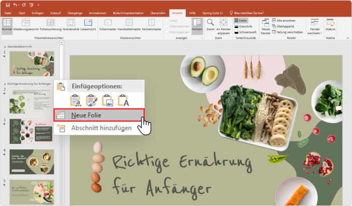 Erstellen eines Inhaltsverzeichnisses in PowerPoint