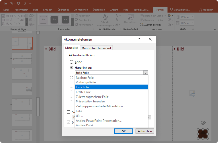 Hyperlink zu einer Folie in PowerPoint