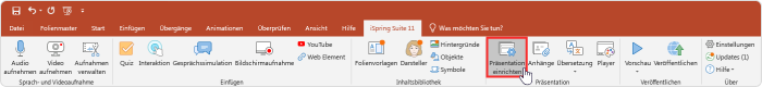 Präsentation einrichten in iSpring Suite