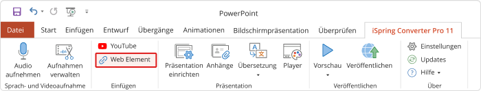 Webseite in PowerPoint einbinden mit iSpring