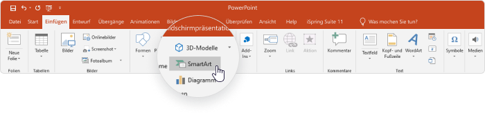 Smart Art-Schaltfläche in PowerPoint 2013
