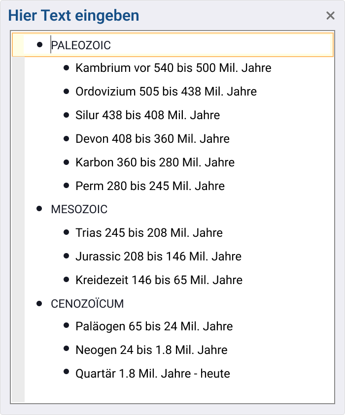 Textfelder in PowerPoint 2013 für Smart Art, Zeitstrahl-Interaktion